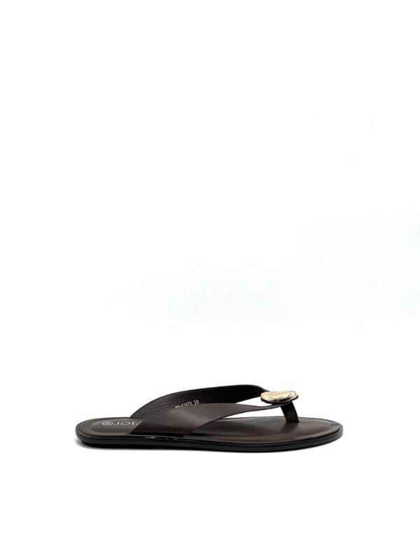 Sandalia Chocolate Descalzada Adorno Dorado