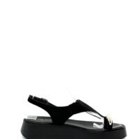 Sandalias de Plataforma Negra Anillo Dorado