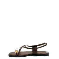 Sandalias Marrones de Tiras Anillo Dorado