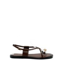 Sandalias Marrones de Tiras Anillo Dorado