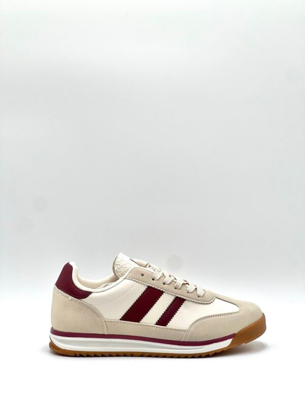 Tenis Beige Rayas Granate