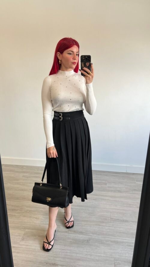 Saya Plisada con Cinto Polipiel