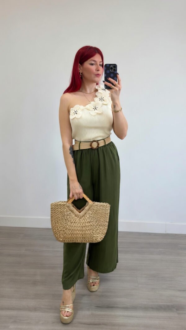 Pantaloneta Fluida con Cinto de Rafia