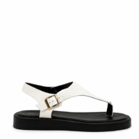 Sandalias Blancas con Anillo Dorado