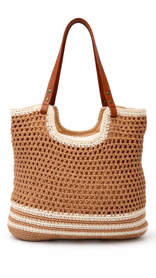 07CE13A2-70EE-43F6-B5F1-23CC7410C726 Cartera Grande Rafia con Listas Blancas