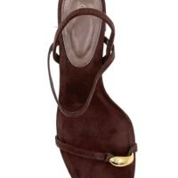 Tacones Cuadrados Chocolate con Anillo Dorado