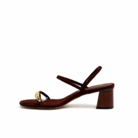 Tacones Cuadrados Chocolate con Anillo Dorado