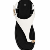Sandalias Blancas con Anillo Dorado