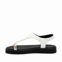Sandalias Blancas con Anillo Dorado