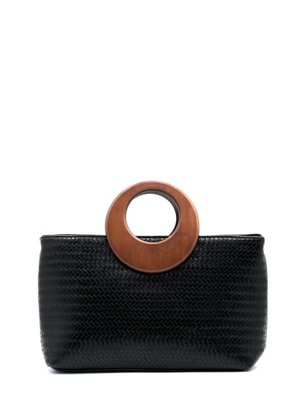 Cartera Rectangular con Asa Redonda de Madera