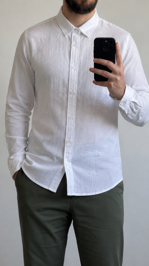306EA576-924E-4BB0-BCB9-5240EA74A56C Camisa de Lino Blanca Manga Larga