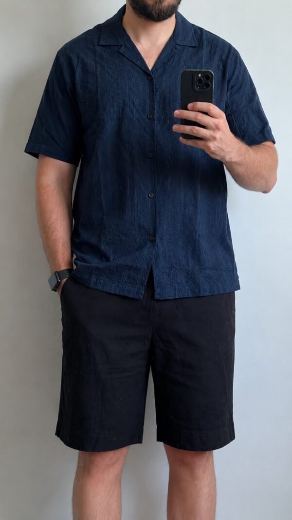 Camisa Bordada Azul Marino