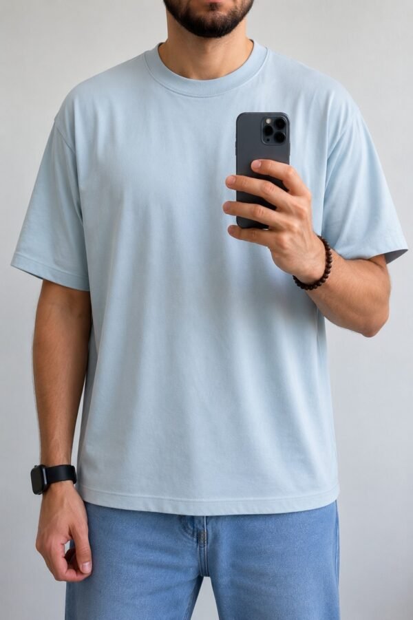 Camiseta Oversize Azul Clara