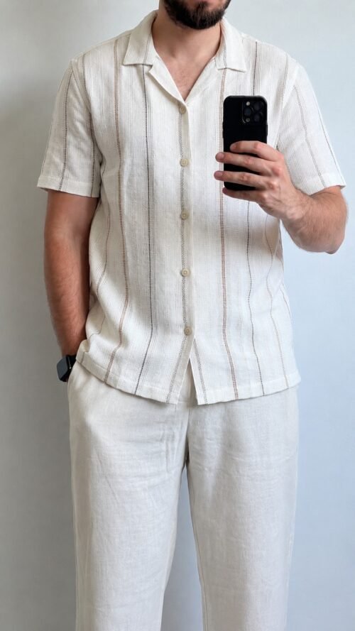 7986c8bd-362f-424c-af19-ff25d6fee549 Camisa Tejida Rayas Beige y Azul