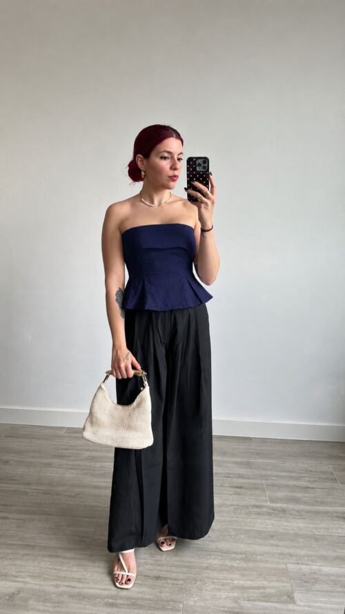 Top Strapless Azul Marino