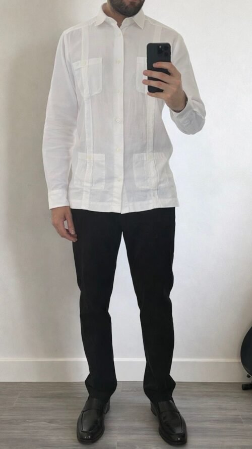 Guayabera Blanca Manga Larga