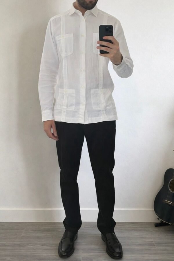 Guayabera Blanca Manga Larga