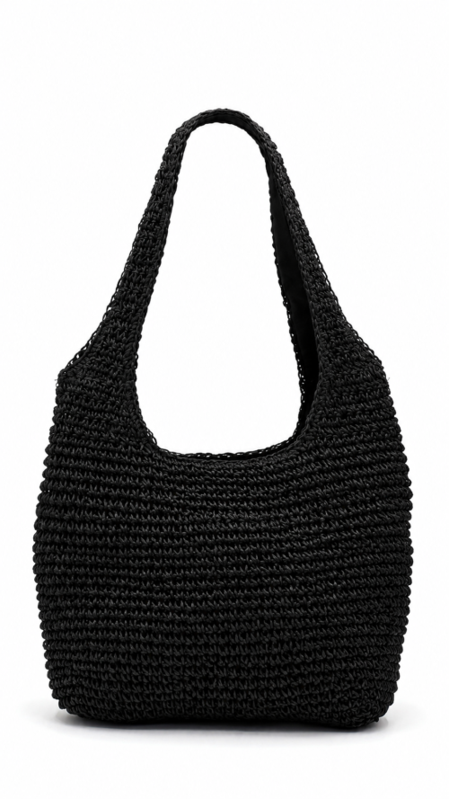 CBCD15DF-3A2C-42C4-840F-63FE4258E8DF Cartera de Rafia Negra