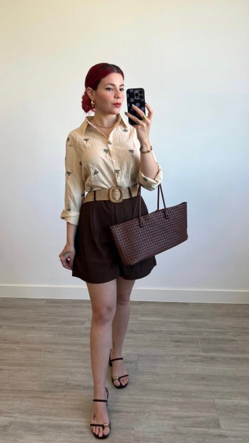 Short Color Entero con Cinto de Rafia