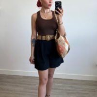 Short Color Entero con Cinto de Rafia