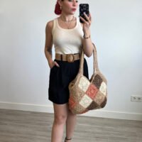 Short Color Entero con Cinto de Rafia