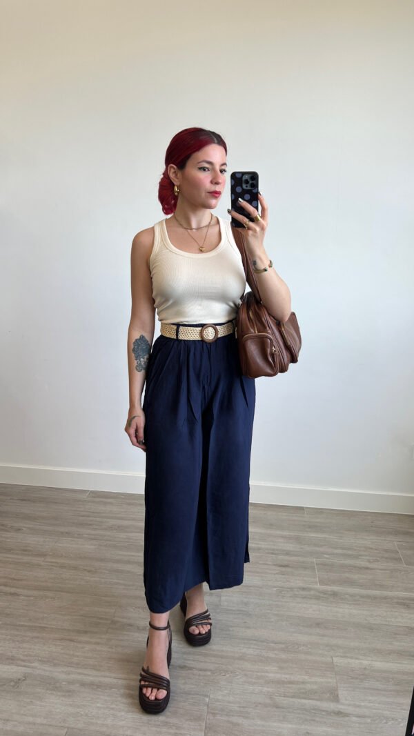Pantalón Culotte Cinto de Rafia