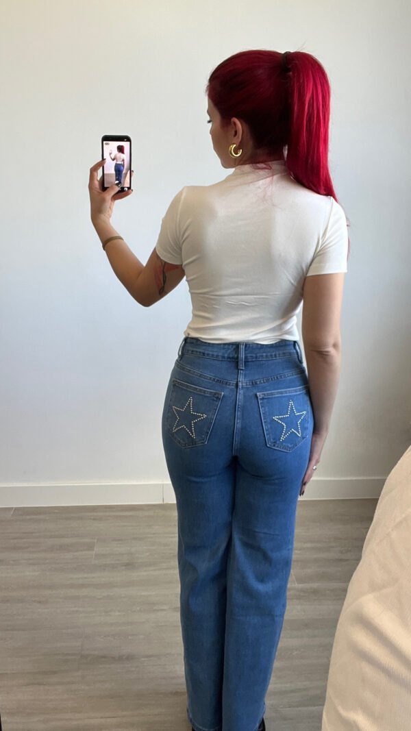 Jean Wide Leg Estrellas Bolsillos Traseros