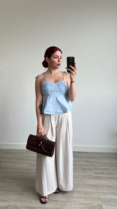 Pantalón Wide Leg de Pliegues