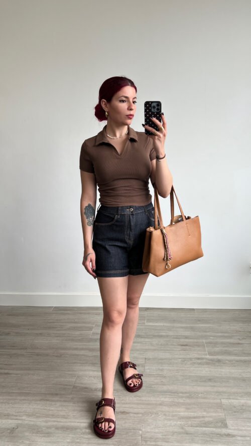 Short Mezcilla Oscura Wide Leg