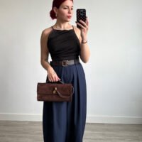 Pantalón Barrel Cinto Polipiel