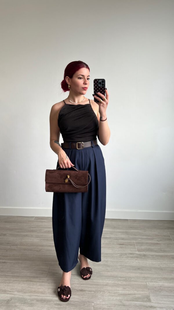 Pantalón Barrel Cinto Polipiel