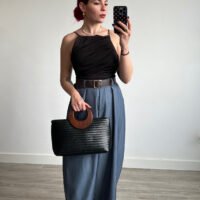 Pantalón Barrel Cinto Polipiel
