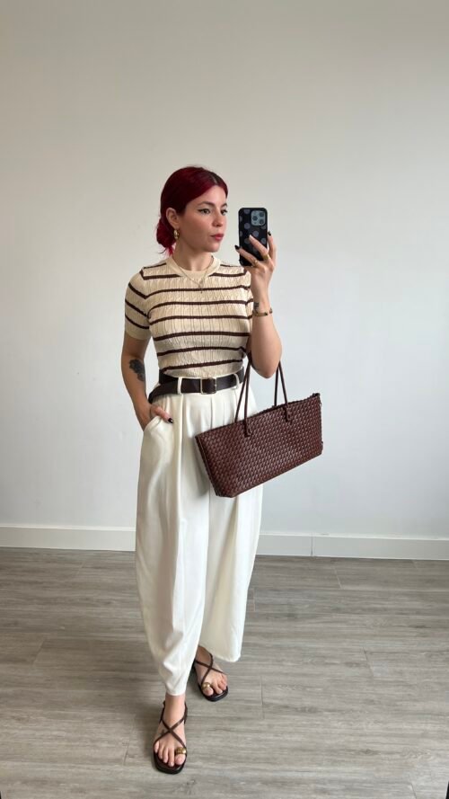 Pantalón Barrel Cinto Polipiel