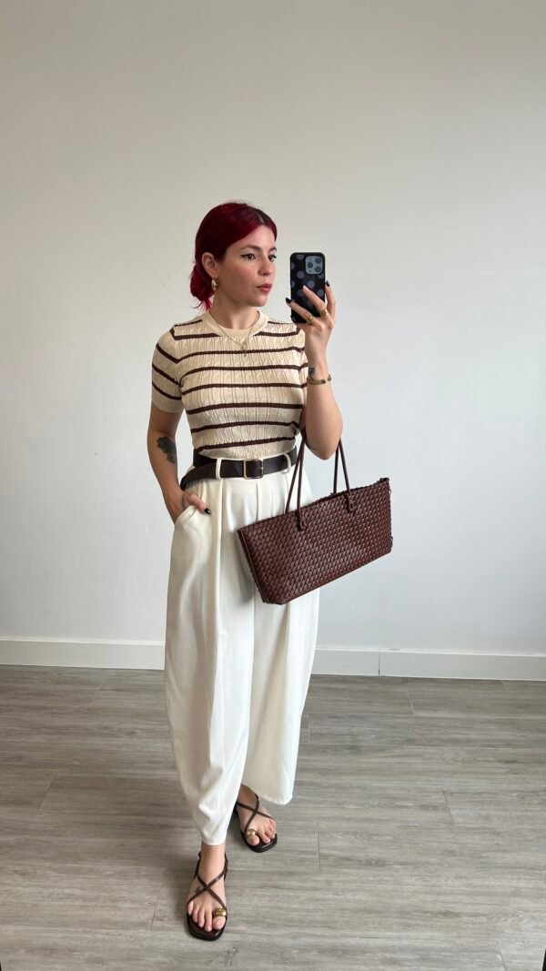 Pantalón Barrel Cinto Polipiel