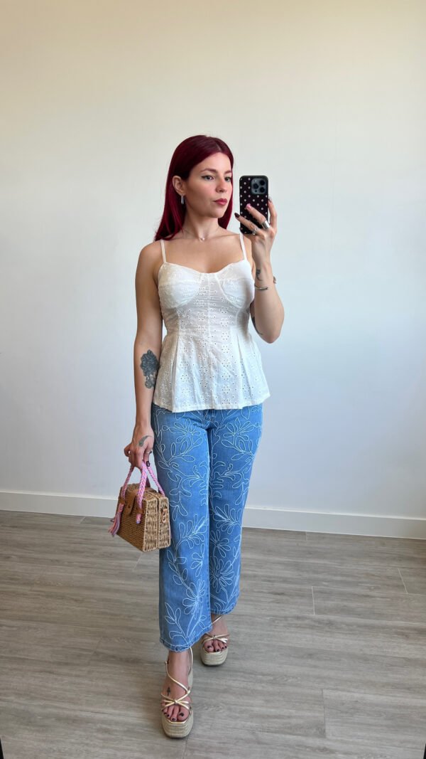 Jean Wide Leg Bordado
