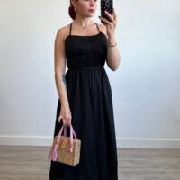 Vestido de Tirantes con Elásticos en el Pecho