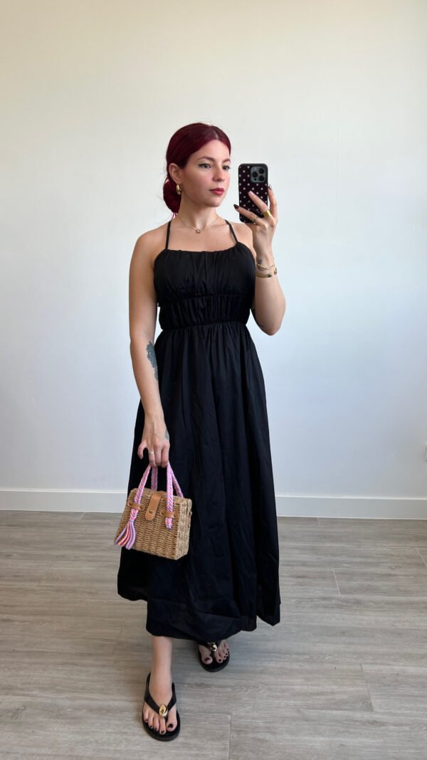 Vestido de Tirantes con Elásticos en el Pecho