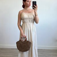 Vestido de Tirantes con Elásticos en el Pecho