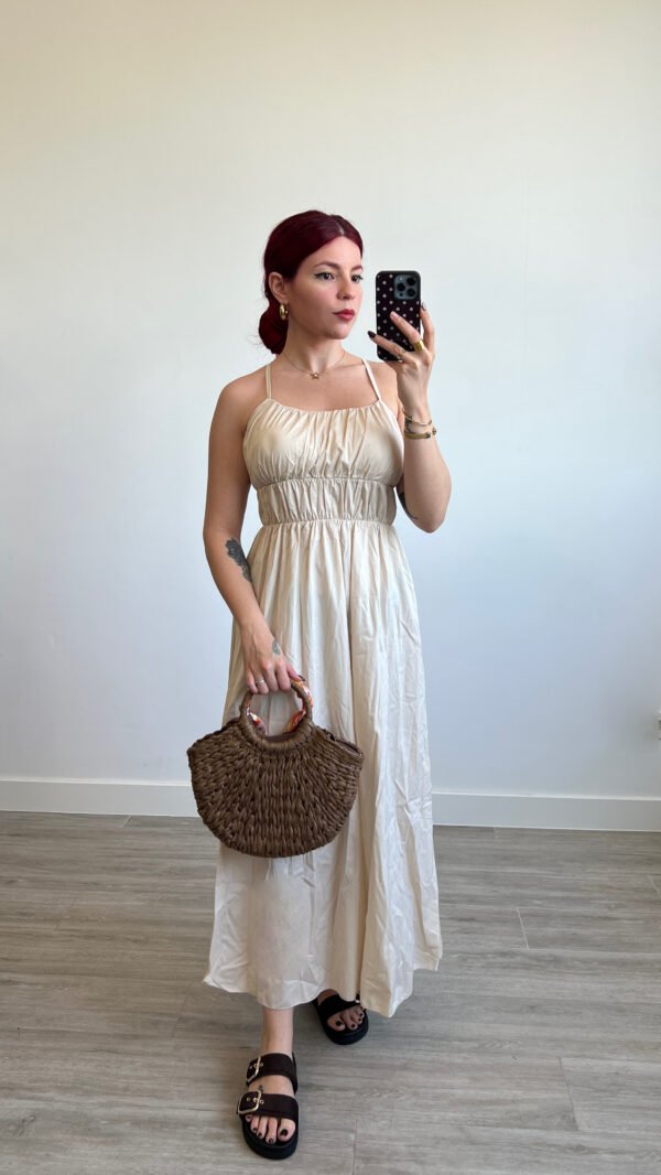 Vestido de Tirantes con Elásticos en el Pecho