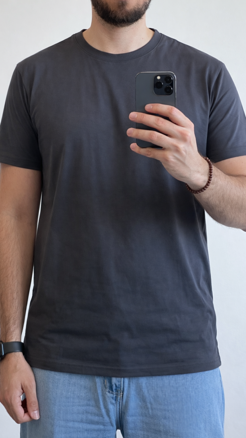 camiseta gris raton regular fit Camiseta Básica Gris Ratón