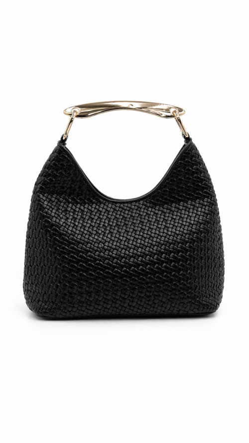Cartera Pequeña Trenzada Asa Dorada
