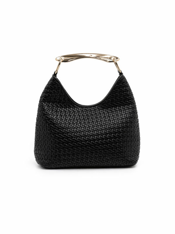 Cartera Pequeña Trenzada Asa Dorada