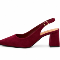 Puntifinos Rojo Vino Tacón Cuadrado