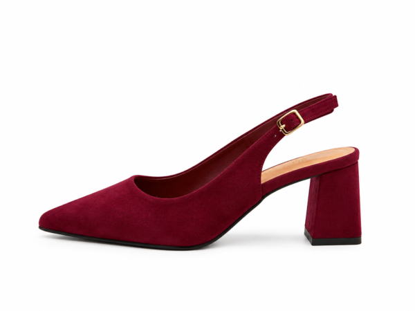 Puntifinos Rojo Vino Tacón Cuadrado