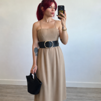 Vestido Escote Corazón con Cinto Ancho