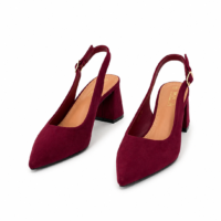 Puntifinos Rojo Vino Tacón Cuadrado