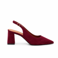 Puntifinos Rojo Vino Tacón Cuadrado