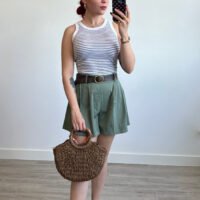 Short Color Entero Ancho Cinto Polipiel