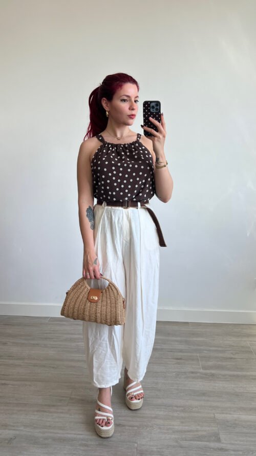 Pantalón Beige Wide Leg Cinto Carmelita
