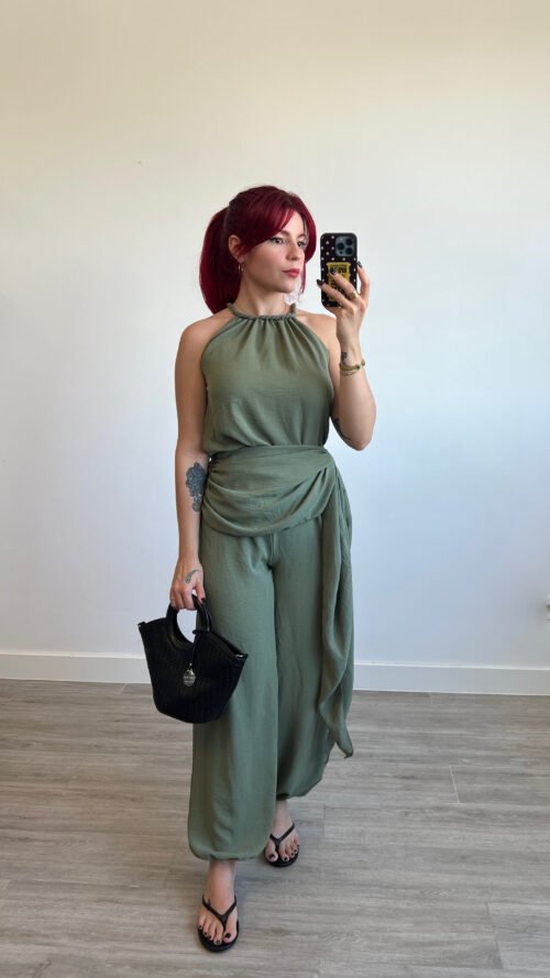 IMG_2010 Conjunto de Pantalón Bombacho y Blusa Verde